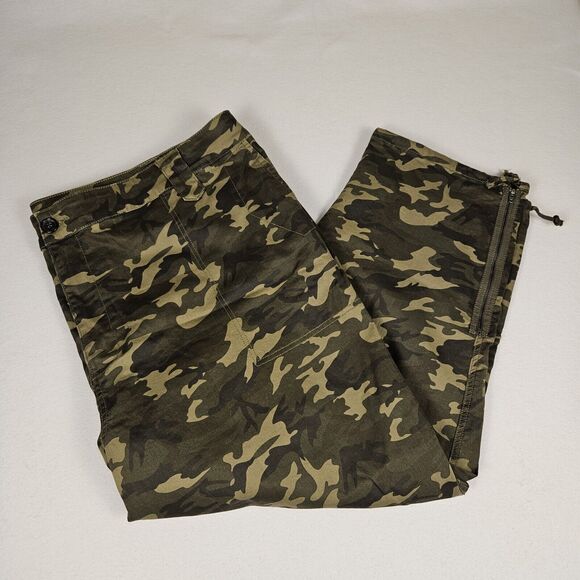 ELOQUII Cargo Pants Camo Plus Size 26 Cotton Stretch Ankle Zip Modern Casual - Picture 14 of 14